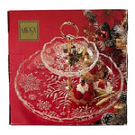 Mikasa Crystal Snowflake 2-Tier Tidbit Server Gold Handle Christmas Germany VG