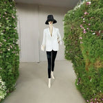 Anthropologie Cartonnier White Blazer Women’s Size 0 Tied Sleeve Button Front VG