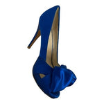 Pelle Moda Blue Satin Pumps Heels Vero Cuoio Leather Sole Womens 5.5M Elegant