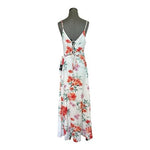 Lulus White Red Pink Floral Two Piece Set Crop Top Maxi Wrap Skirt Size L NWT