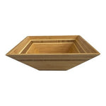 Totally Bamboo 12" Square Inlay Bowl Serving Fruit Salad Angular Design NIB