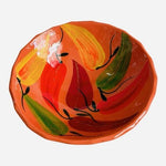 Vintage Mexican Clay Pottery Hand Painted Glazed Fruit Bowl 3-Footed Folk Art 6"