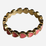 Gold-Tone Pink Heart Eternity Ring Size 7 Women’s Fashion Jewelry
