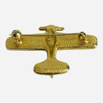Vintage Gold Tone Airplane Brooch Pin 1.75" Clear Crystals Aviation Jewelry VG