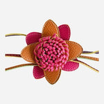 Mellow World Pink Orange Leather Flower Bag Charm Accessory Excellent Condition