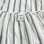 Old Navy Striped V-Neck Blouse Size M White Navy Blue Rayon Cotton VG