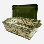 Vintage Temp-tations by Tara Old World Green Ceramic 1.5 QT Baker with Lid EXC