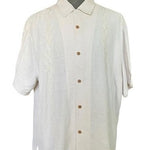 Tommy Bahama Men's XXL 100% Silk Embroidered Camp Shirt Cream Original Fit VG