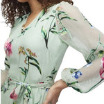 WHBM Silk Rayon Burnout Godet Mini Dress Multicolor Floral Long Sleeve Size 4
