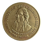 Thomas Jefferson 3rd President 1801-1809 Brass Commemorative Medal Token Coin