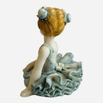 Porcelain Blue Dress Ballerina Figurine 2.5” Elegant Dance Collectible Excellent