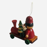 Vintage Handcrafted Wooden Christmas Train Ornament Elf Conductor VG