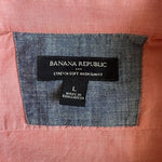Banana Republic Men's Slim Fit Coral Pink Chambray Short Sleeve Shirt L VG