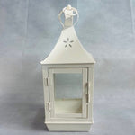 Large White Candle Lantern Metal Glass Farmhouse Decor Lantern Candle Holder VG