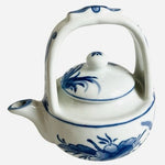 Chinoiserie Style Small Ceramic Teapot - Blue and White Hand Painted Floral 