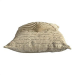 Beige Decorative Throw Pillow Shell Embroidery French Script Square Cushion