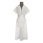 Lulus Palermo Perfection White Collared Midi Dress Pockets Sz S Button Front NWT
