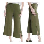 White House Black Market Olive Green Wide Leg Crop High Rise Stretch Pants Sz 8