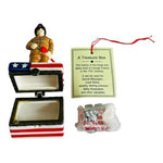 Vintage 9/11 Fireman Porcelain Trinket Box Statue of Liberty American Flag NIB