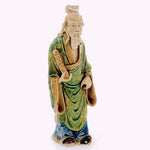 Antique Shekwan Chinese Mudman Figurine 6.5” w Scroll Handcrafted Ceramic Statue