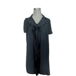 BEART Black Silk Button Front Ruffled Sheath Dress Women Size M Knee Length