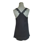 S-Twelve Black Lace Trim Cami Blouse Sleeveless Swing USA Made Sz Chico Womens M