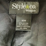 Style & Co Black Corduroy Velvet Military Jacket Snap Front Stand Collar 16W