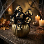 Modern Large Metallic Gold Black Plastic Pumpkin Centerpiece Halloween Decor