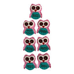 Felt Owl Applique Patch Pink Teal Sew On Craft 1 Pc New Handmade