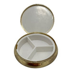 Vintage Gold Tone Floral Pill Trinket Box Multi-Color Flowers Container
