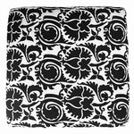Square Upholstered Footstool Black White Damask Fabric 18"x18"x15" Good
