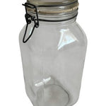 Vintage Large Glass Square Canister Jar Wire Bail Swing Top 11" Storage Good