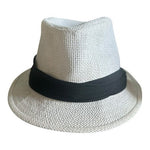 White Paper Straw Fedora Hat Black Band Size L/XL Summer Trilby VG Unisex