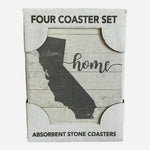 Highland Home Louisiana State Map Ceramic Coasters Set 4 Absorbent Stone Cork