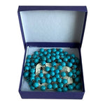 Chunky Turquoise Howlite Bead Rosary Chain Necklace 59” In Presentation Box