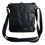 The Sak Black Leather Braided Embroidered Crossbody Shoulder Bag 8"x9"