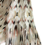 White House Black Market Ivory Geometric Print Slit-Sleeve V-Neck Blouse Top
