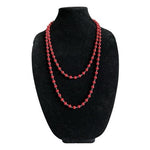 Red Beaded Long Necklace & Earrings Set 8mm Beads N1073/RD/050 New in Box