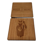 Made Here Playboy Bamboo Coaster Set 6x Square Eco Engraved Drink Coasters NWOT