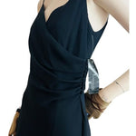 JONES NY Evening Black Asymmetrical Ruched Maxi Gown Women Size 10 NWT Vintage