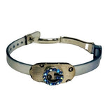 Women’s Blue Crystal Stainless Steel Plate Vinyl Band Bracelet