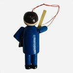 Midwest Cannon Falls Wood Teacher Christmas Ornament Blue Suit 2x3" VG