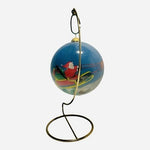Vintage Pier 1 Li Bien Santa's Sleigh & Reindeer Glass Ball Ornament with Box