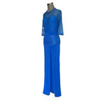 Royal Blue Lace Jumpsuit Wide Leg Formal Evening Party Romper Size M