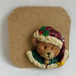 Vintage Boyds Bears Christmas Brooch Santa Hat Bear Pin Excellent Condition