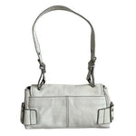 Vintage Franco Sarto White Leather Shoulder Bag Faux Croc Trim Y2K 10"x2"x6" G+