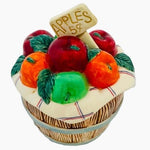 Vintage 1995 FITZ and FLOYD Ceramic Apple Basket Sugar Bowl with Lid 5.5" VG