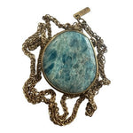 Roost Gold Tone Turquoise Caged Pendant Necklace Boho 20" Vintage