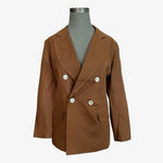 Vintage Stephanie Andrews Women's Brown Linen Suit 4P Double Breasted NWT