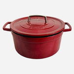 Vintage Martha Stewart Cllctn Red Enameled Cast Iron Casserole Dutch Oven w/ Lid